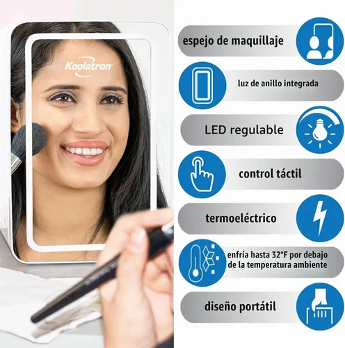 Vista 3 de Koolatron Mini refrigerador LED espejado/mini refrigerador para cosméticos, bebidas, alimentos o medicamentos (6 litros/6.3 cuartos de galón)