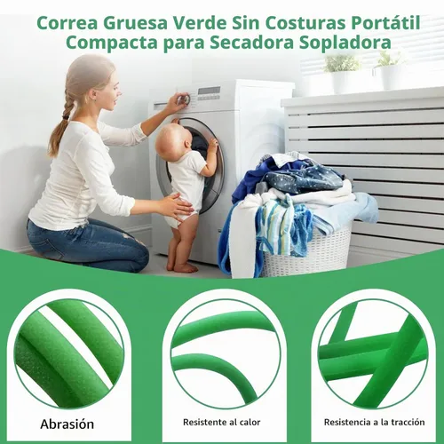 Vista 4 de Correa compacta portátil inconsútil del ventilador del secador de la correa gruesa verde incons