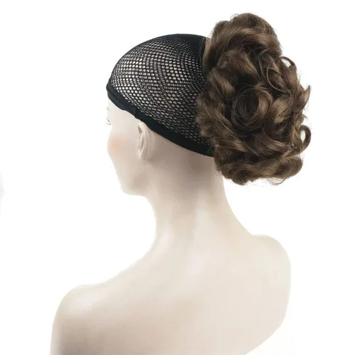 Vista 11 de Aimole Extensiones de clip de garra sintética de dama de cola de caballo gris rizado corto (48T)