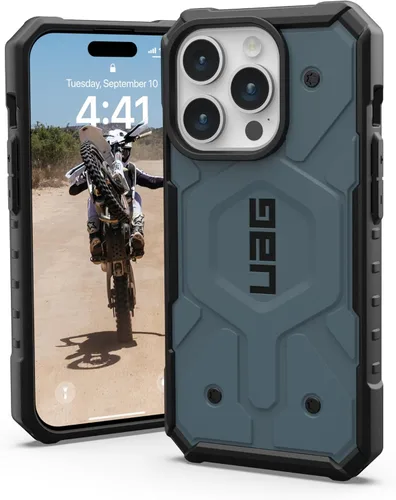 Vista 10 de URBAN ARMOR GEAR UAG Funda [Versión Actualizada] Compatible con iPhone 15 Pro 6.1" Pathfinder Transparente Ceniza/Negro Imán Integrado Compatible