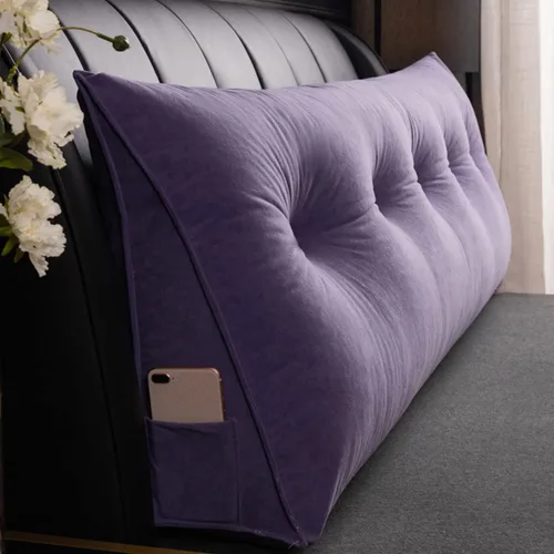 Vista 10 de Almohada triangular para cabecero, cojín triangular de color sólido, almohada de descanso en cama, almohada extraíble con soporte de cuña grande