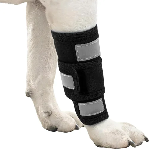 Vista 9 de Kuoser Soporte de pierna delantera para perro y protector de codo, codo ajustable para perro con tira reflectante, manga de compresión para piernas