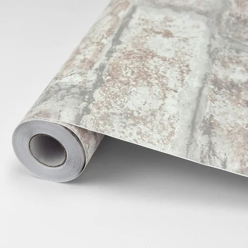 Vista 8 de In Home NHS3708 - Papel pintado de ladrillo de Denver lavado blanco despegar y pegar, marrón