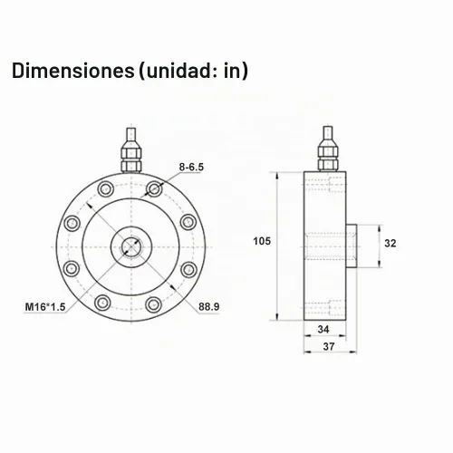 Vista 4 de ATO Célula de carga de tensión y compresión 2,204.6 lbs/5ton/10ton Pancake, tipo de radio, sensor de fuerza de medidor de tensión de alta precisión