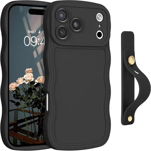 Vista 31 de GUAGUA Funda para iPhone SE 2022/2020, Funda para Teléfono iPhone 7/8 Diseño Lindo de Forma de Onda Rizada TPU Suave con Correa de Muñeca Soporte
