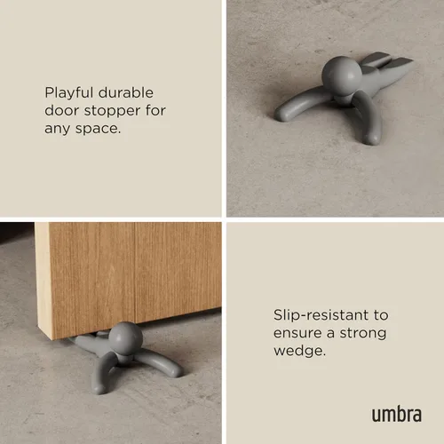 Vista 5 de Umbra Buddy - Tope de puerta, resistente y flexible, acabado suave al tacto, protege tus suelos, color gris
