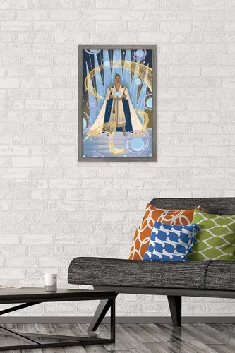 Vista 2 de Trends International Disney Wish - Póster de collage 4 (King Magnifico), póster de pared, 14.72 x 22.37 pulgadas, versión enmarcada de madera