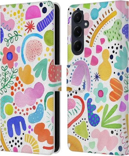 Vista 30 de Head Case Designs Officially Licensed Ninola Brushstrokes Black Summer Patterns Leather Wallet Case Compatible with Samsung Galaxy A07 4G