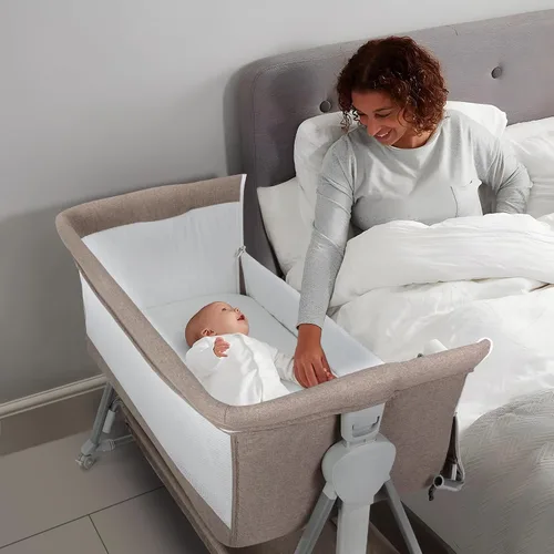 Vista 6 de Cowiewie Moisés Junto a la Cama, Moisés para Bebé con 7 Alturas Ajustables, Moisés Junto a la Cama para Bebé con Almacenamiento, Malla Transpirable