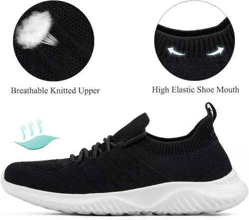 Vista 3 de Akk - Zapatos deportivos sin cordones para mujer, diseño ligero de espuma viscoelástica para caminar, gimnasio, viajes, trabajo o uso informal