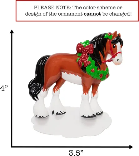 Vista 4 de Adorno de Navidad personalizado de caballo 2025 – Personalización gratuita Caballo marrón personalizado para árbol de Navidad – Regalo de jinete