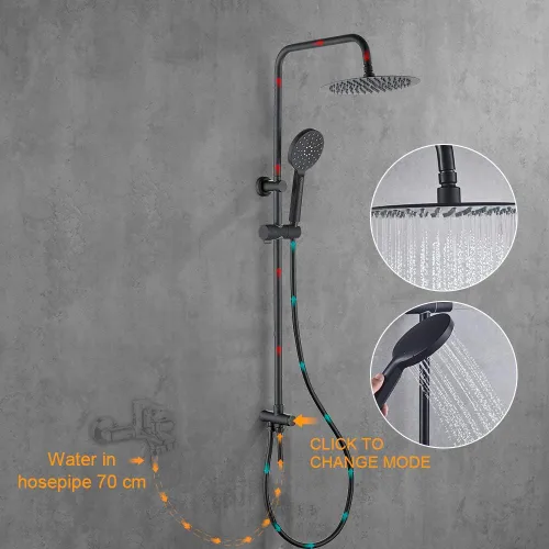 Vista 6 de Ibergrif M20706B Sistema con desviador, columna de ducha sin grifo, cromado, negro
