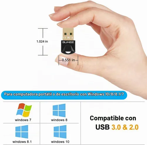 Vista 2 de Adaptador USB Bluetooth 5.0 dong, transmisor inalámbrico Bluetooth receptor para PC, portátil, computadora de escritorio, música estéreo, música