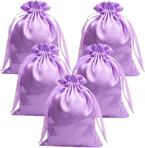 Vista 10 de 35 Piezas Bolsas de Regalo de Satén Beige de 5 x 7 Pulgadas - Bolsas de Baby Shower - Bolsas de Favores de Boda - Bolsa de Tela con Cordón - Bolsas