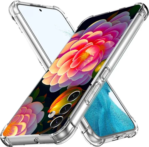 Vista 2 de Funda para Galaxy A54, hermosa protección contra caídas de flores rosas, a prueba de golpes, carcasa protectora de cuerpo completo resistente a