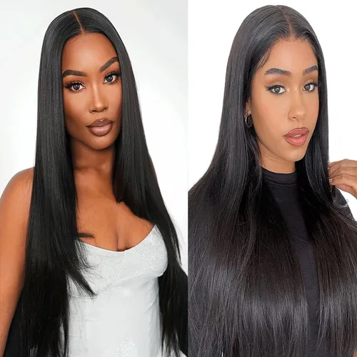 Vista 33 de Peluca de cabello humano lacio marrón con reflejos de 13 x 4, peluca frontal de encaje transparente #4, peluca corta Bob para mujeres negras