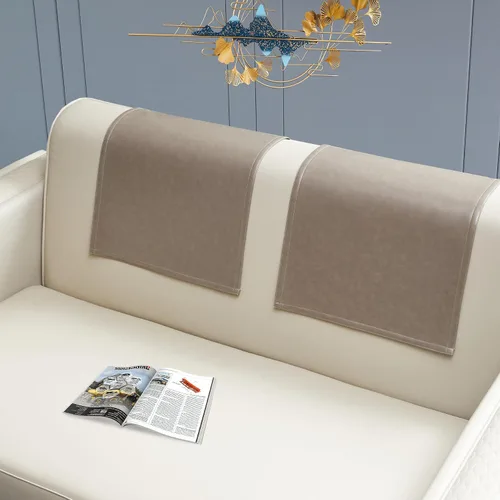Vista 11 de 2 fundas protectoras para reposacabezas reclinable, impermeables, antideslizantes, para sillón reclinable, fundas para reposacabezas de sofá Beige