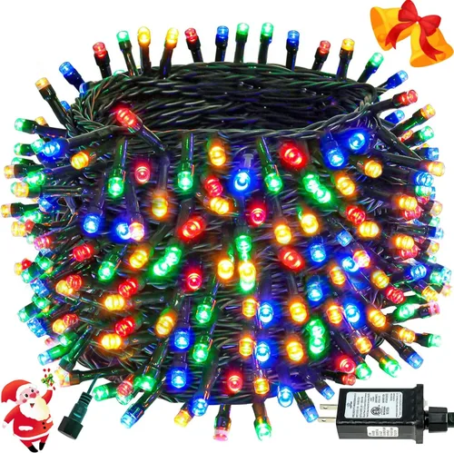 Vista 25 de Luces de cadena navideñas conectables de 240 LED de 88 pies, 13 modos, para interiores y exteriores, cable verde extensible, luces de árbol