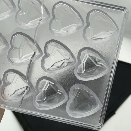 Vista 6 de Goldbaking Molde de chocolate con forma de corazón de diamante Bandeja de caramelo de policarbonato