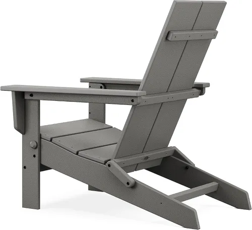 Vista 3 de POLYWOOD - Silla plegable contemporánea moderna Adirondack en gris pizarra Plegable Gris Pizarra