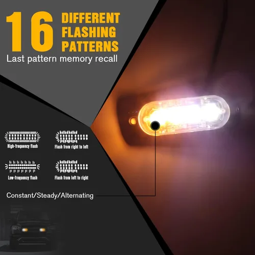 Vista 2 de DIBMS 4x Barras de Luces Estroboscópicas LED de Emergencia, 4 LED Ámbar Blanco Advertencia Intermitente Precaución Construcción Barra de Luz