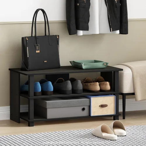 Vista 18 de Furinno Turn-N-Tube - Zapatero estrecho de 3 niveles, zapatero con organizador curvado independiente, 11.7 x 23.6 x 21.9 pulgadas, para entrada