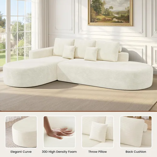 Vista 7 de Sofá modular curvado de 112 pulgadas, sofás de gran tamaño para sala de estar, moderno sofá modular sin hueso con asiento profundo, sofá de espuma