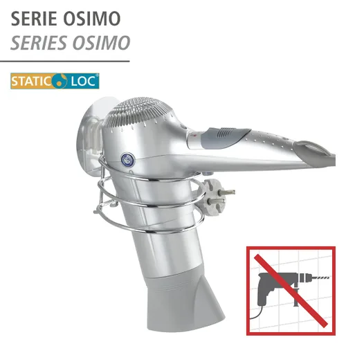 Vista 2 de WENKO Osimo - Soporte para secador de pelo, 5 x 4.7 x 4.3 pulgadas, cromado