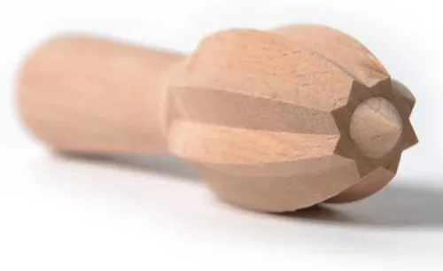 Vista 4 de Exprimidor manual de madera maciza de haya, exprimidor de cono de limón de haya, herramienta de exprimir jugo de limón de naranja