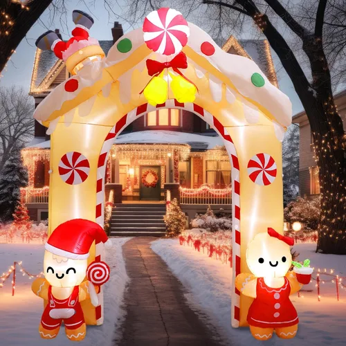Vista 8 de Inflables de Navidad de 8 pies, decoración al aire libre, Papá Noel inflable para escalar, decoraciones de patio con LED, decoraciones inflables