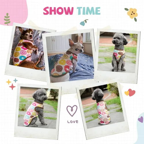 Vista 3 de Camisa para perros pequeños, lindas camisetas de algodón suave sin mangas para perros pequeños, gatos, chaleco para perritos, camiseta