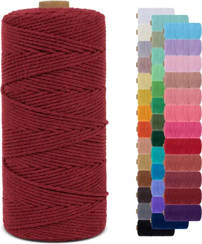 Vista 37 de Cordón de macramé de 0.079 pulgadas, cuerda de algodón natural de 109 yardas, hilo de cuerda de macramé para manualidades, ganchos de pared
