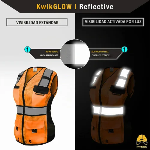 Vista 6 de KwikSafety (Charlotte, NC) RoadBOSS Econ & Chaleco de seguridad premium para mujer Naranja