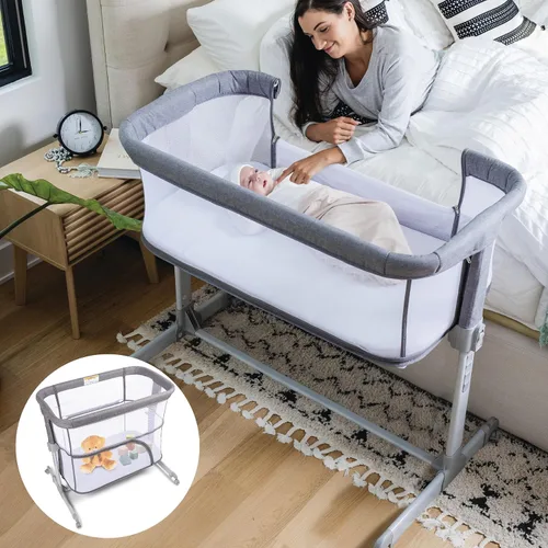 Vista 9 de KoolerThings 3 en 1 cuna/moisés para bebé, cama junto a la cama y parque infantil, fácil de plegar y portátil (Negro) - KoolaBaby (cuna de malla)