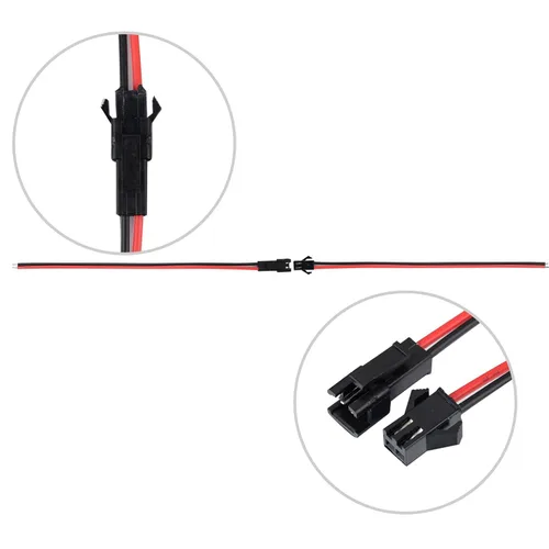 Vista 3 de Adaptador de conector macho y hembra de 22 AWG de 2 pines con cable eléctrico de 5.315 in para luz LED, 20 pares