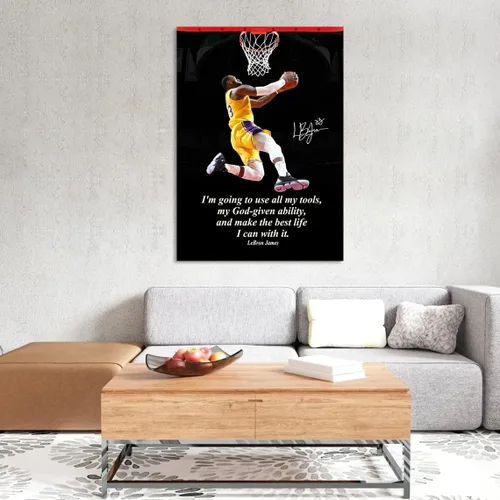 Vista 5 de Póster motivacional con cita de jugador de baloncesto, arte de pared, citas inspiradoras, decoración en lienzo, calcomanía deportiva de baloncesto