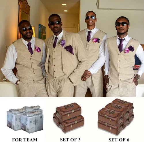 Vista 9 de Neceser de cuero personalizado para hombres con gancho, regalo de padrinos de boda, bolsa de viaje con grabado láser, monograma de cuero, regalo