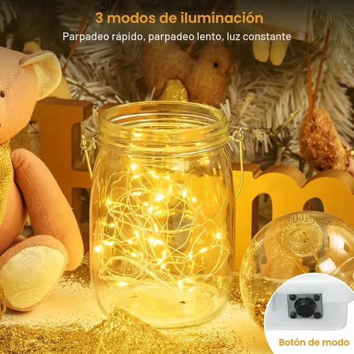 Vista 3 de btfarm - Paquete de 6 luces de hadas con pilas, luces parpadeantes con 3 modos