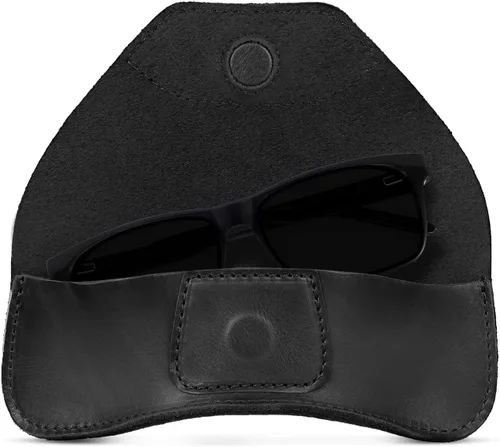 Vista 5 de Funda de piel auténtica para gafas y gafas de sol con cierre magnético a presión