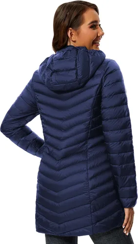 Vista 3 de ANOTHER CHOICE Chaqueta acolchada con capucha para mujer, cálida, ligera, plegable, acolchada para exteriores