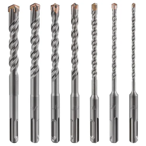 Vista 5 de Wensilon Broca para hormigón, 1 unidad, 1 pulgada x 10 "-8 pulgadas, material de carburo de doble rosca de tipo cruzado, adecuado para hormigón
