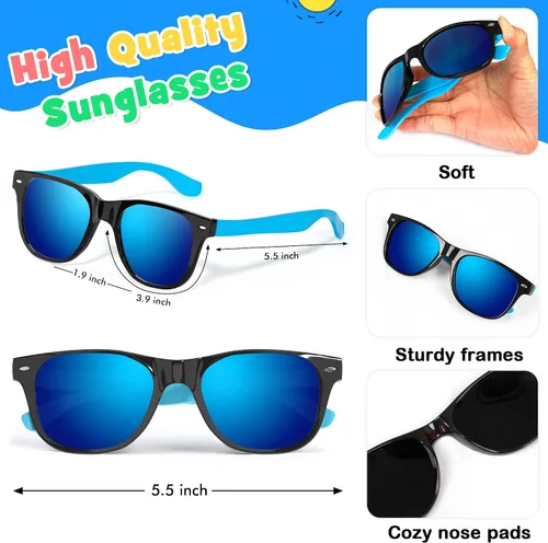 Vista 3 de Gafas de sol para niños a granel para edades de 3 a 5, 4, 8 a 12 años y adultos, paquete de 32 lentes de sol neón con protección UV400, gran regalo