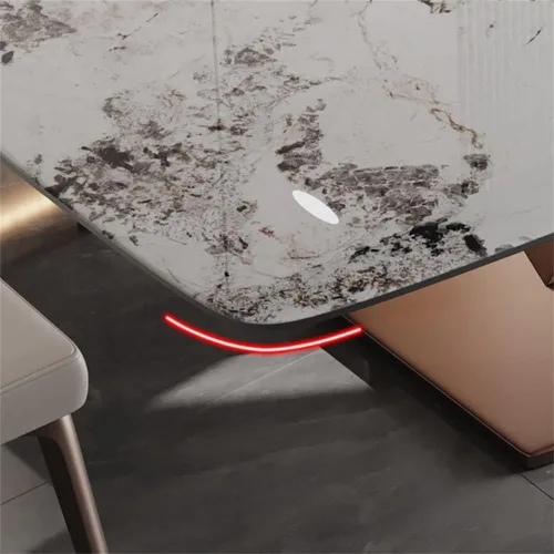 Vista 6 de LAKIQ Mesa de comedor rectangular moderna con pedestal de piedra sinterizada, mesa de pizarra con pedestal para comedor, sala de estar, solo mesa