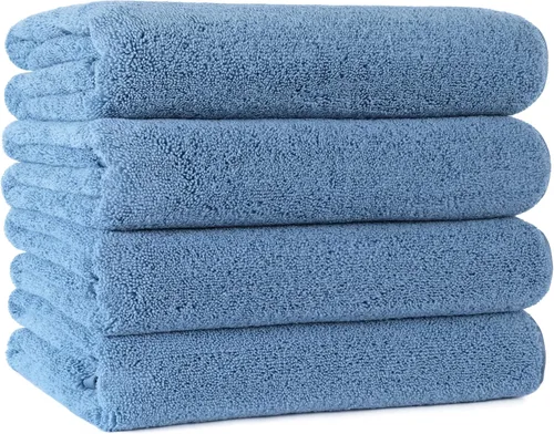 Vista 9 de POLYTE Toalla de baño de microfibra de secado rápido sin pelusas, 57 x 30 pulgadas, paquete de 4 (beige)
