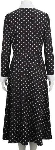 Vista 6 de FOGHORN Wednesday Addams Costume for Adult Women Kids Girls Long Sleeve Peter Pan Collar Black Dress Halloween Night Costume