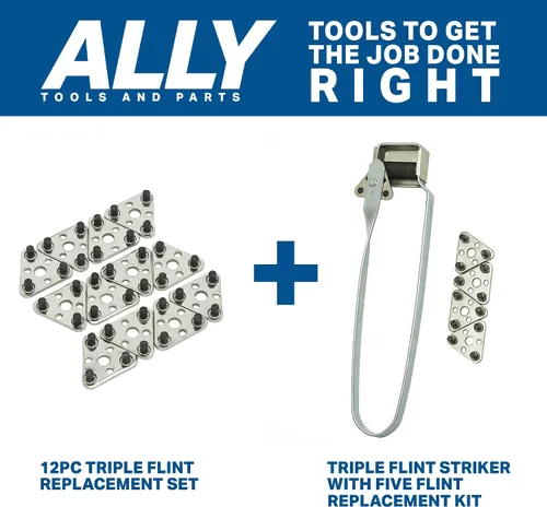 Vista 6 de Ally Tools - 12 piezas de repuesto de pedernal triples compatibles con todos los golpes de pedernal triple, pedernales de larga duración