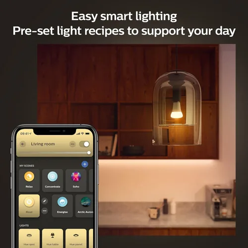 Vista 7 de [Usado] Philips Hue Bombilla LED inteligente A21 de 100 W, luz blanca cálida suave, 1 paquete, 160 lúmenes, E26, interior, control con aplicación