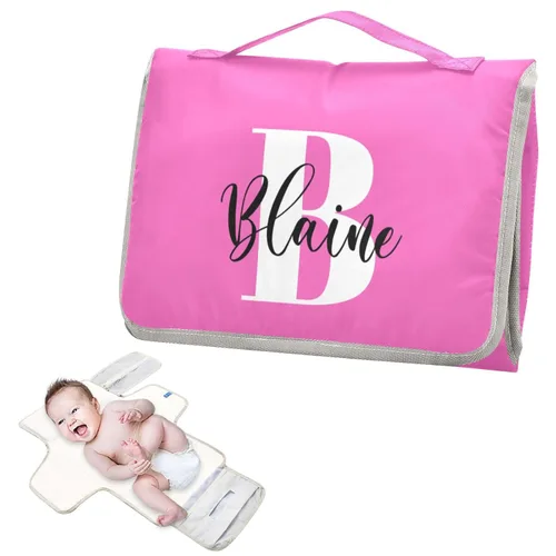 Vista 8 de Cambiador de pañales de bebé beige para niños pequeños, tapete portátil para cambiar pañales con bolsillo de almacenamiento para viajes, aparador