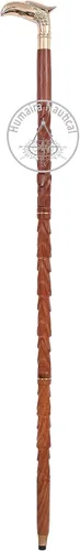 Vista 6 de Humaira Nautical Bastón de madera con diseño de cabeza de águila de latón estilo victoriano