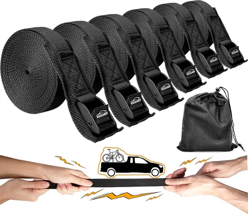 Vista 10 de WEDAMER Paquete de 2 correas de amarre para kayak de 8 pies con hebilla de leva de alta resistencia, correa ajustable para kayak, camiones 2Pack - 8